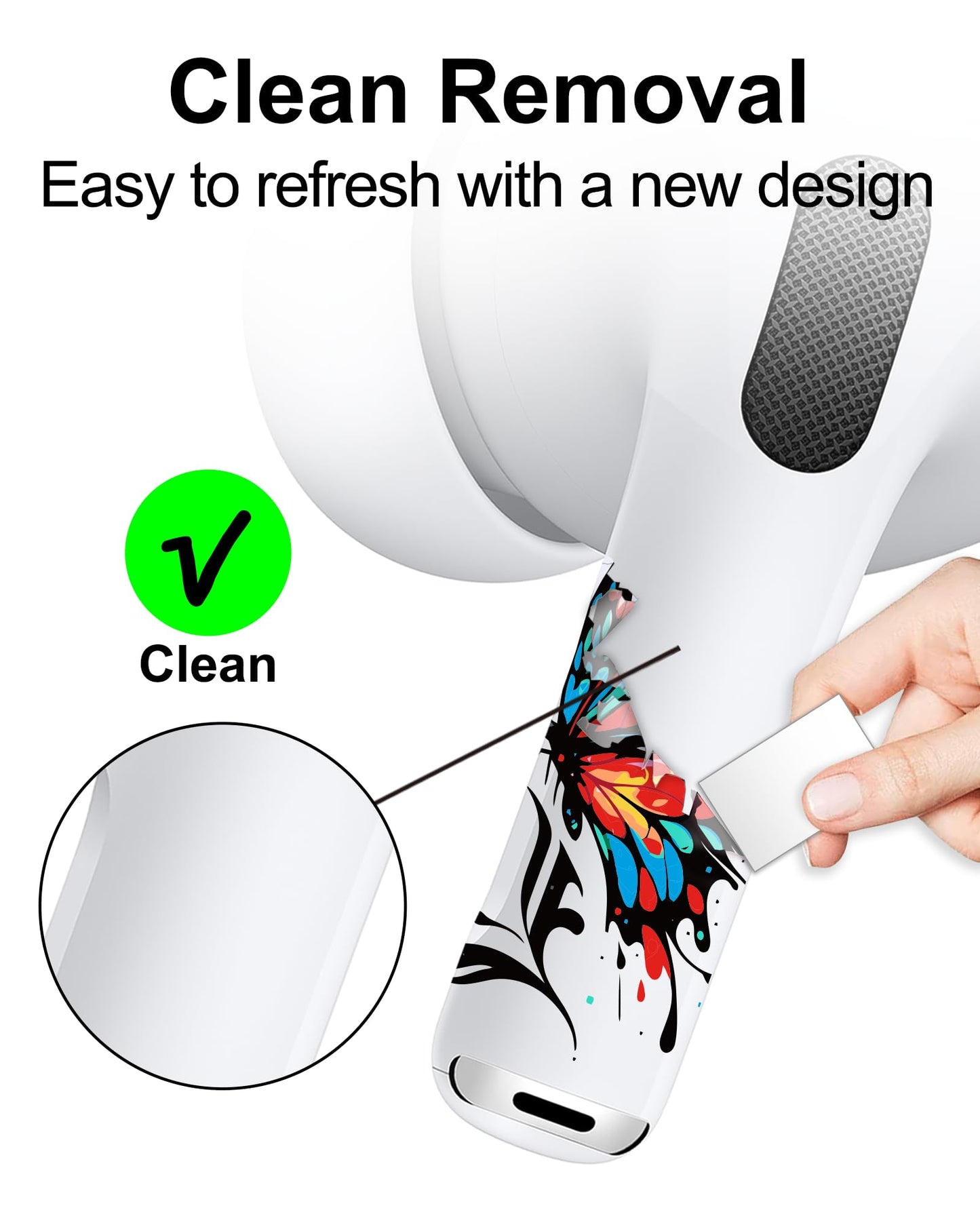 RockMax for AirPods 4 Skin Wraps, Helps Avoid Mix-Ups, Universal Fit for AirPods Pro 3/2/1 and Gen 1/2/3/4, Butterfly Sticker Cover, Gift for Women and Teens