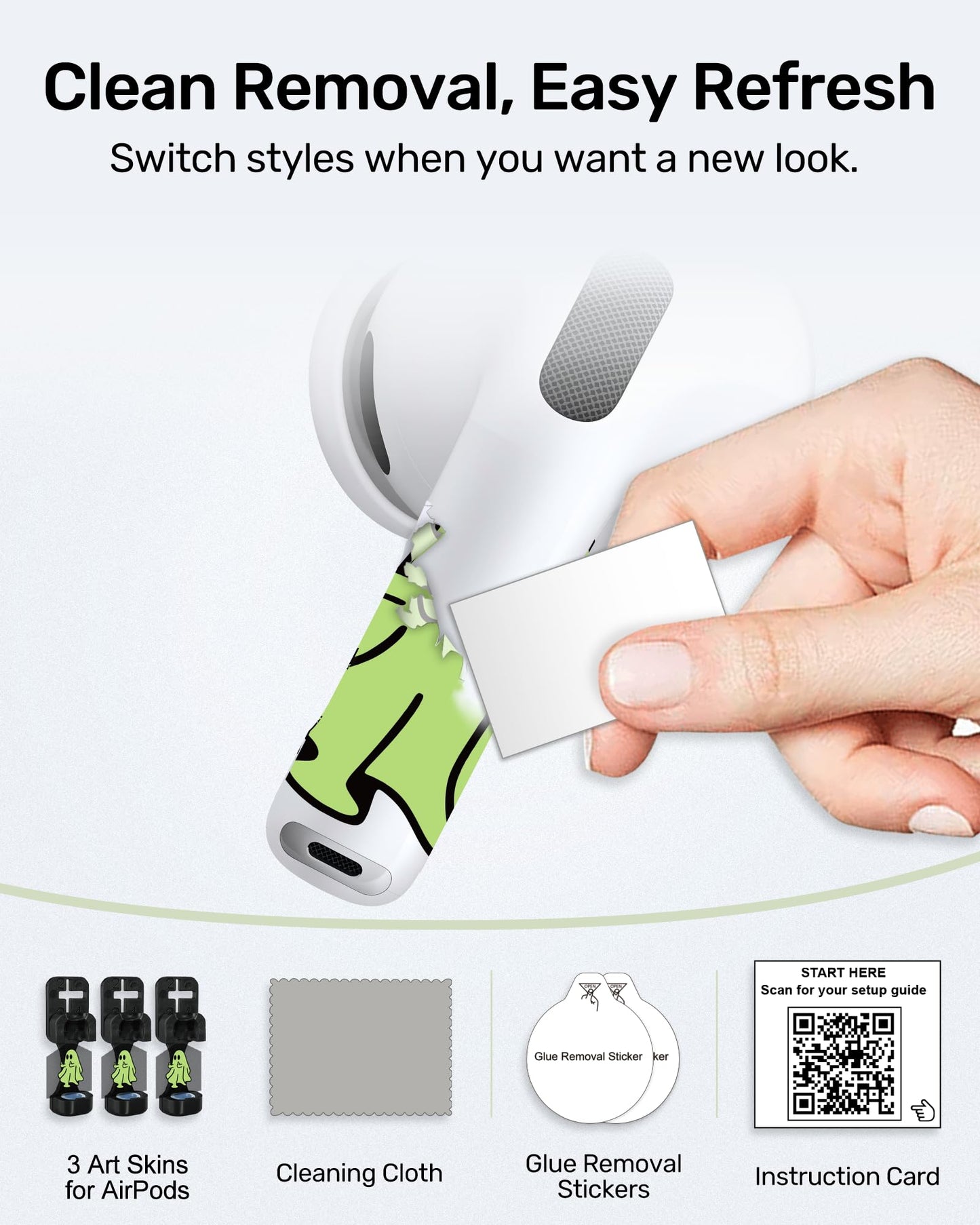 RockMax for AirPod Skins, Luminous Glow in The Dark Decal Stickers for Ear Buds, DIY Pop Art Tattoos for AirPods Pro 2nd Generation, Durable, Easy to Identify, Present for Women and Men(Universal)