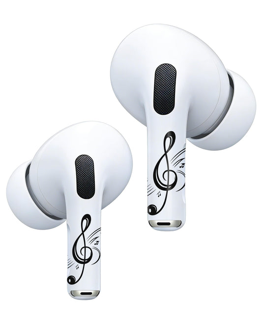RockMax for AirPods 4 Skin, Easy to Clarify, Black Music Note Sticker Wrap, Ultra-Thin Case-Friendly, 3-Step Install, Compatible with AirPods 1/2/3/4 and AirPods Pro 1/2/3(Universal Fit)