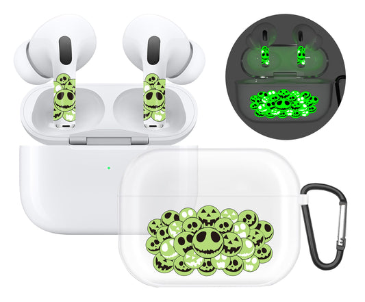 RockMax for AirPods Pro 2nd Generation Case, Clear Case Cover with Keychain and Glow in The Dark Stickers, Halloween Skin Decal Wrap, Cool Birthday Gift