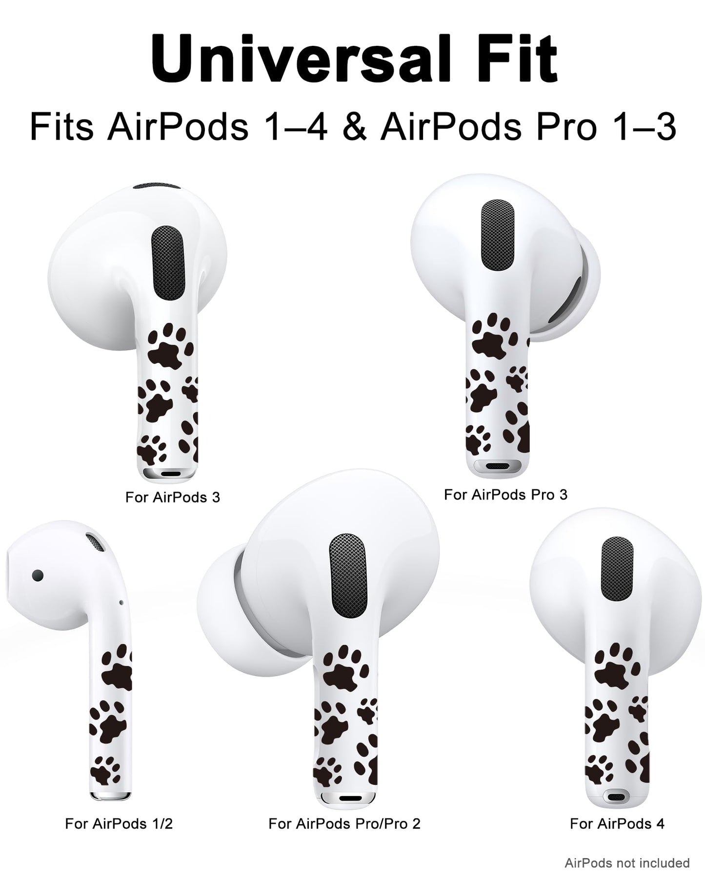 RockMax Universal Skin for AirPods Pro 3/Pro 2/Pro，Black Cat Paw Decal Sticker for Air Pods Gen 1/2/3/4,Compatible with AirPod Case, Durable Tattoo Wrap, Easy to Identify Your Earbuds