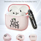 RockMax for AirPods 4 Case Cover with Art Skin, Cute TPU AirPods Case with Keychain Hook, Semi-Transparent Decorative Case for Women, Cute Cat, Clear Pink