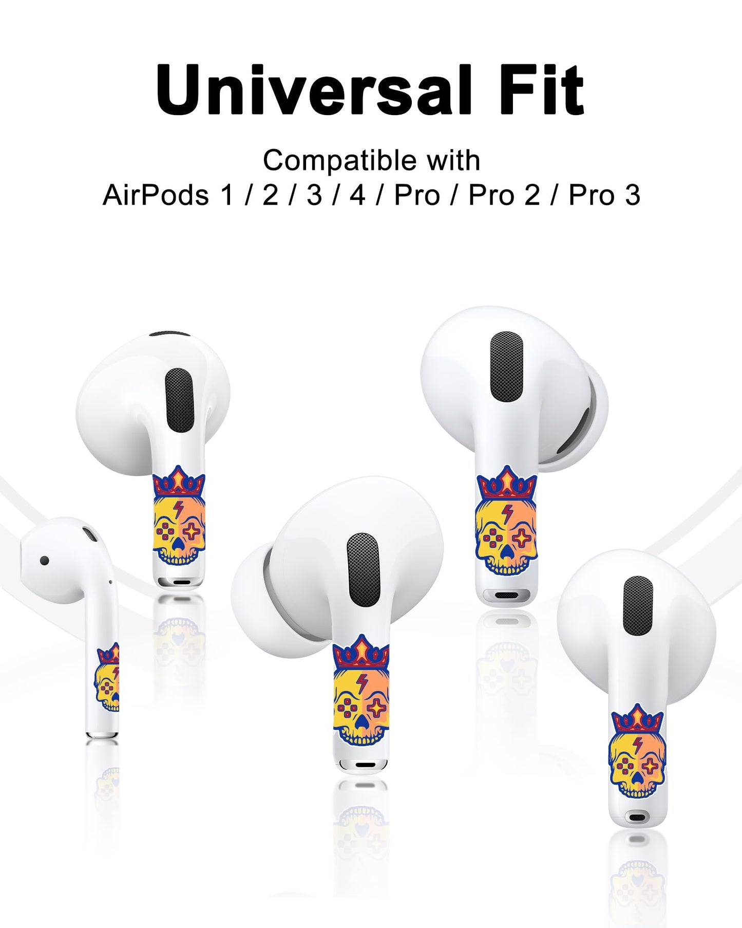 RockMax for AirPod Pro 2 Skin, Helps to Identify, Universal Fit for AirPods Pro 3/2/1 and Gen 1/2/3/4, Skull Sticker Cover, Stylish Gift for Women and Teens