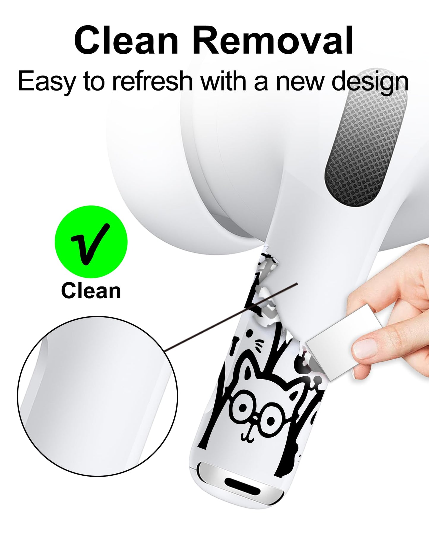 ROCKMAX for AirPods Pro 2 Skin Accessories, Black Cats Sticker Wrap, Easy to Identify Your Earbuds, for Boys and Girls, Compatible with AirPods 1/2/3/4 & Pro 1/2/3, Case-Friendly