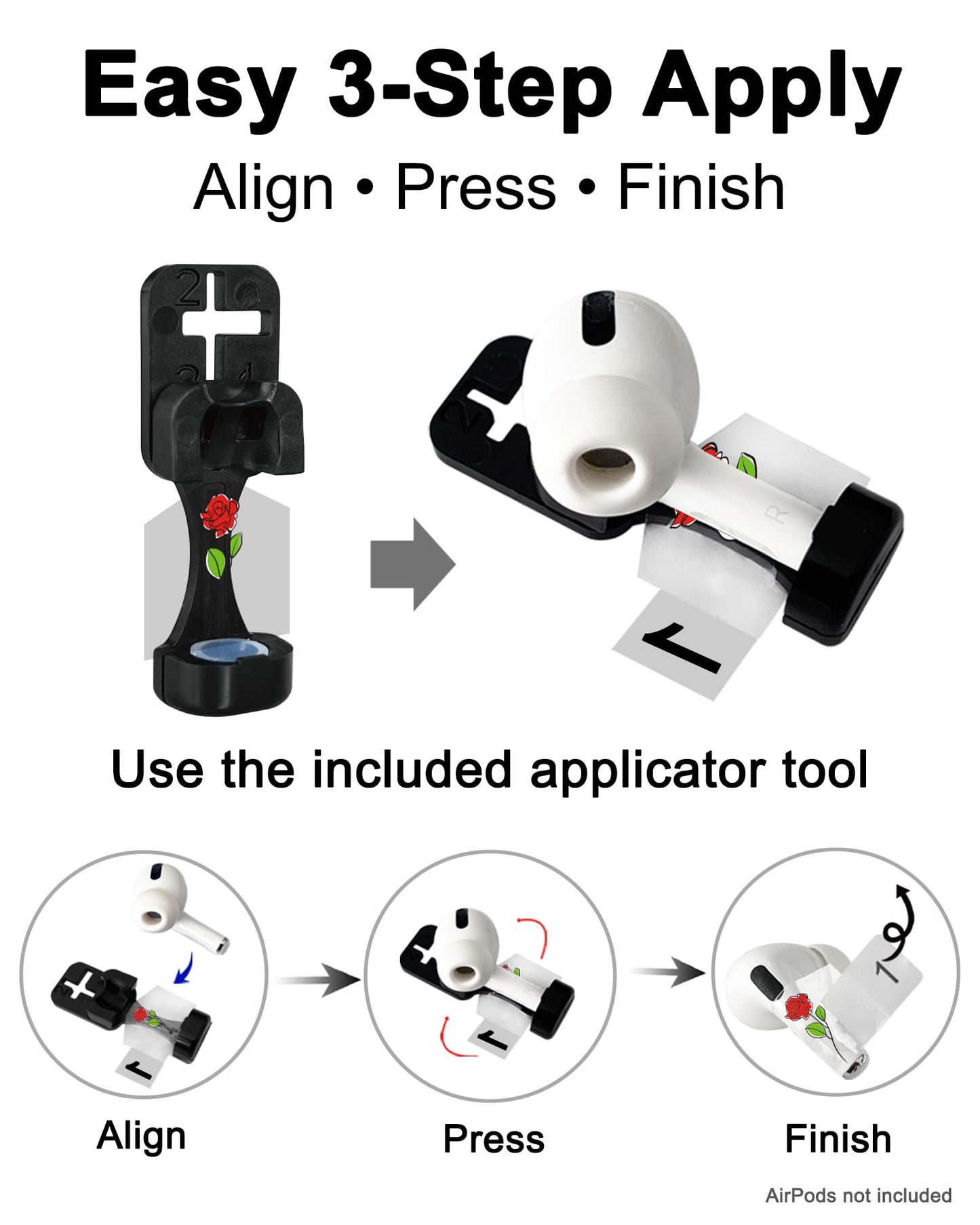 RockMax for AirPods 4 Skin, Easy to Identify, Universal Fit for AirPods Pro 3/2/1 and Gen 1/2/3/4, Classic Rose Sticker Cover, Girly Gifts for Birthday and Party