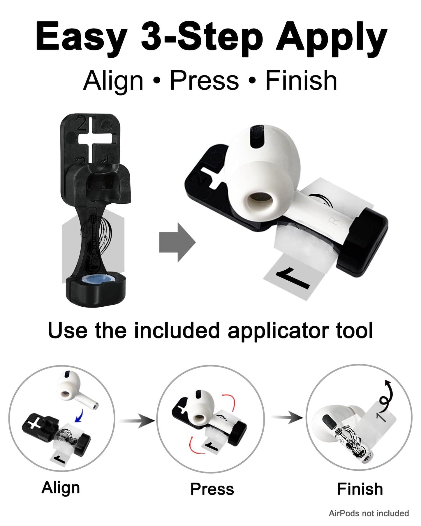 RockMax for AirPods Pro 2 Skin, Easy to Spot, Universal Fit for AirPods Pro 3/2/1 and Gen 1/2/3/4, Guitar Sticker Cover, Unique Gift for Women and Men