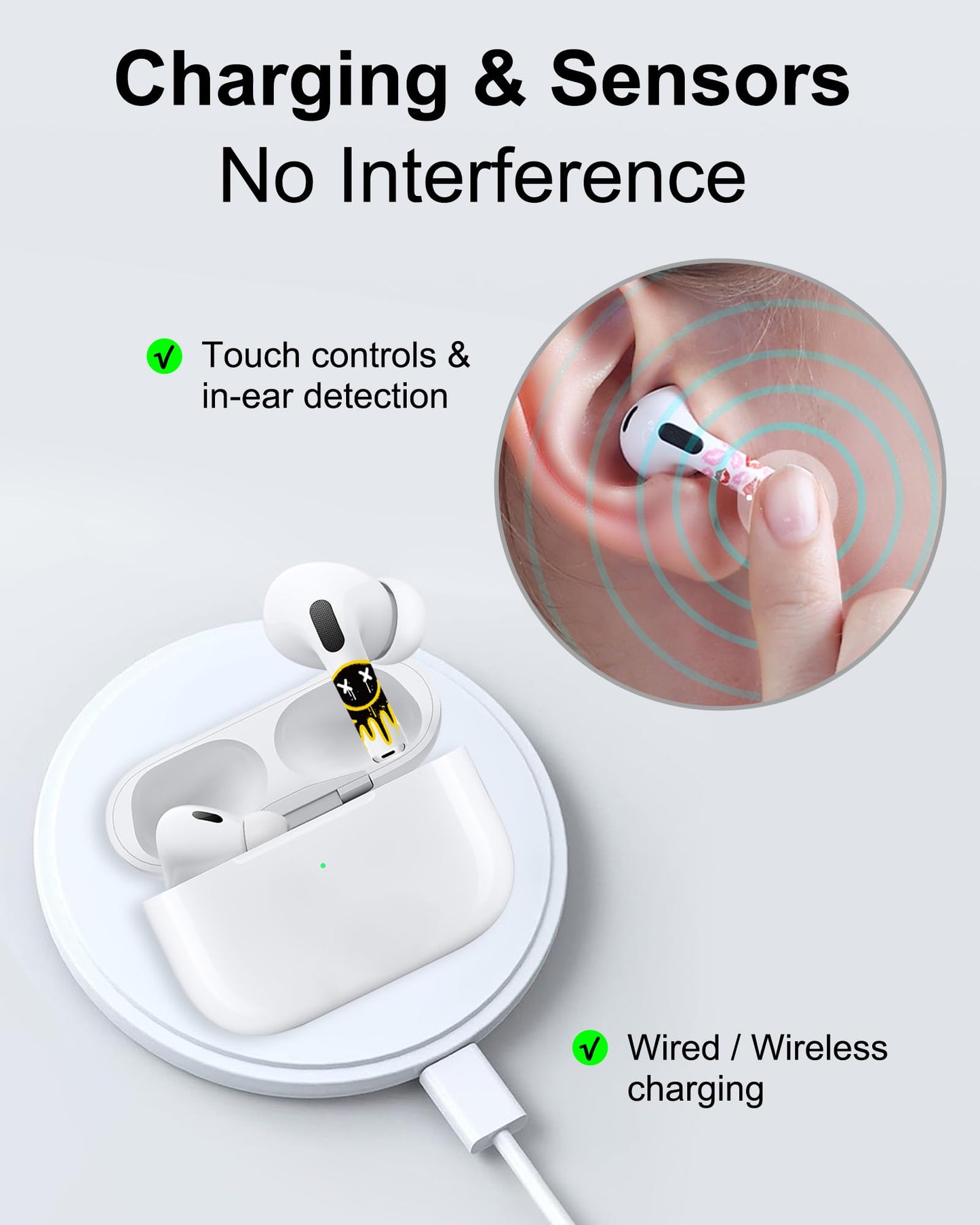 RockMax for AirPods Pro 2 Skin, Easy to Spot, Universal Fit for AirPods Pro 3/2/1 and Gen 1/2/3/4, Headphone Sticker Cover, Unique Gift for Women and Men