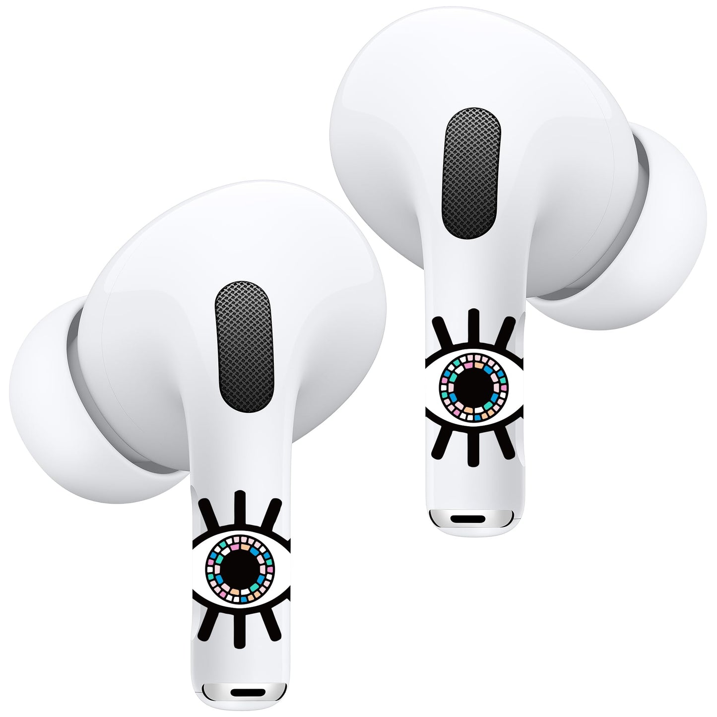 RockMax Universal Stickers for AirPod, No More Mix-Ups, for AirPods Pro 3/2/1 and Gen 1/2/3/4, Black Eye Skin Cover, Custom Gift for Women and Teens