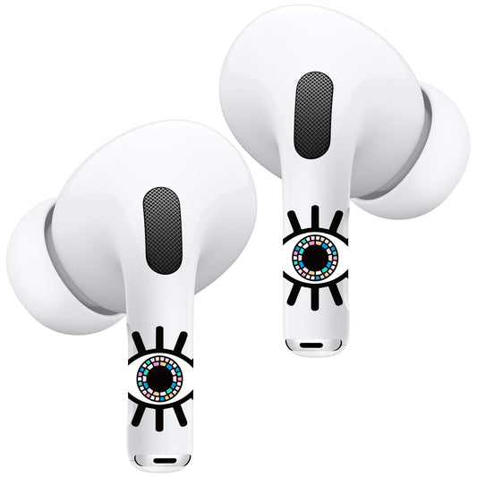 RockMax Universal Stickers for AirPod, No More Mix-Ups, for AirPods Pro 3/2/1 and Gen 1/2/3/4, Black Eye Skin Cover, Custom Gift for Women and Teens