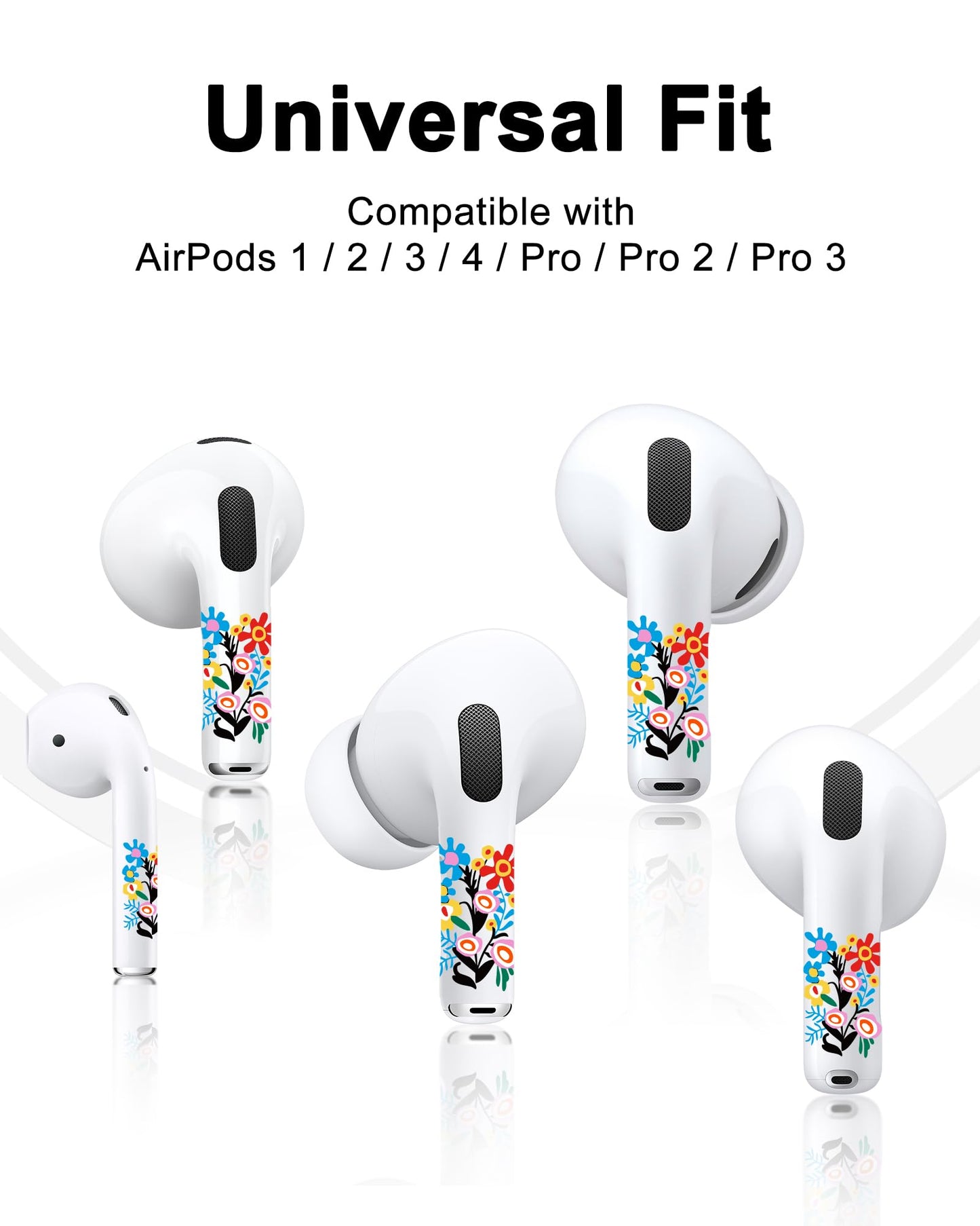 RockMax Universal Skin Wrap for AirPods, Easy to Identify, Wildflower Sticker Cover, Fit for AirPods Pro 3/2/1 and Gen 1/2/3/4, Fun Gift for Birthday