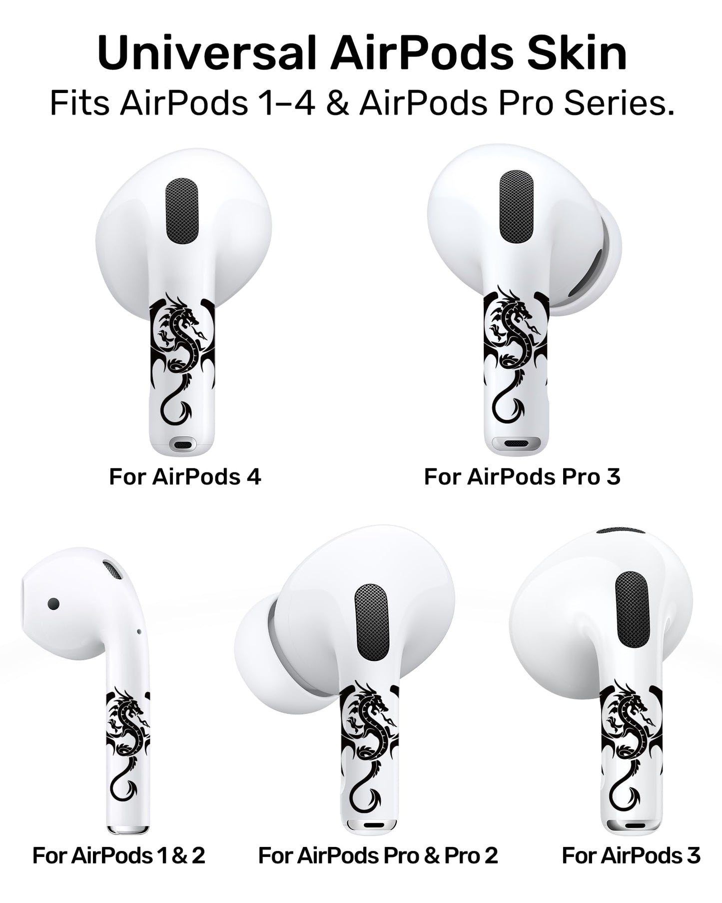 RockMax Universal Stickers for AirPod, No More Mix-Ups, for AirPods Pro 3/2/1 and Gen 1/2/3/4, Black Rock Skin Cover, Custom Gift for Women and Teens
