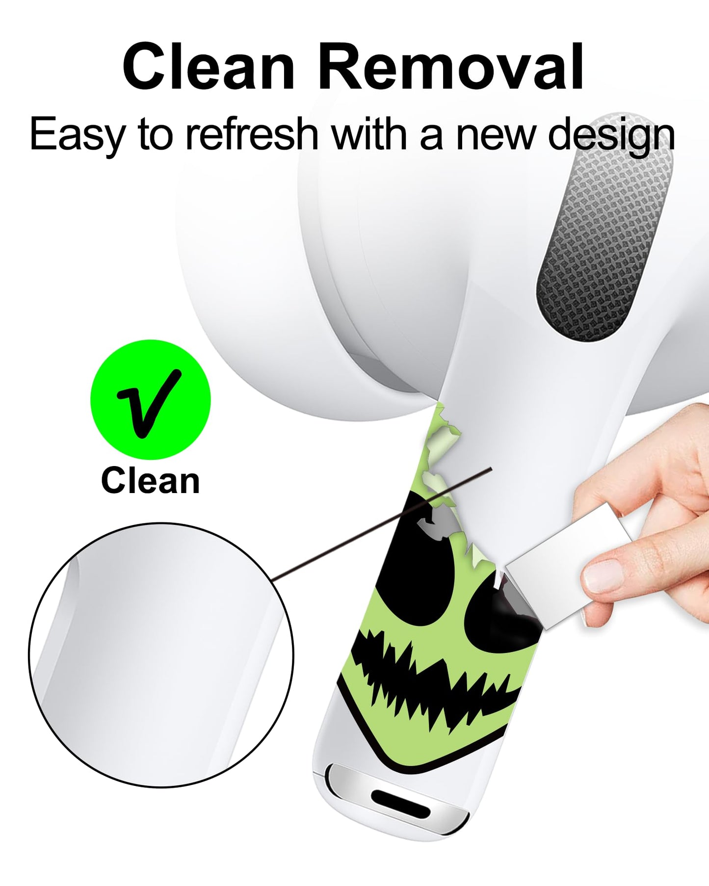 RockMax for AirPod Skins Wraps, Glow in The Dark Alien Stickers Decal for AirPods Pro 2nd Generation, Easy to Identify and Find, Compatible with AirPods Pro 1/2/3 & AirPod 1/2/3/4(Universal Fit)