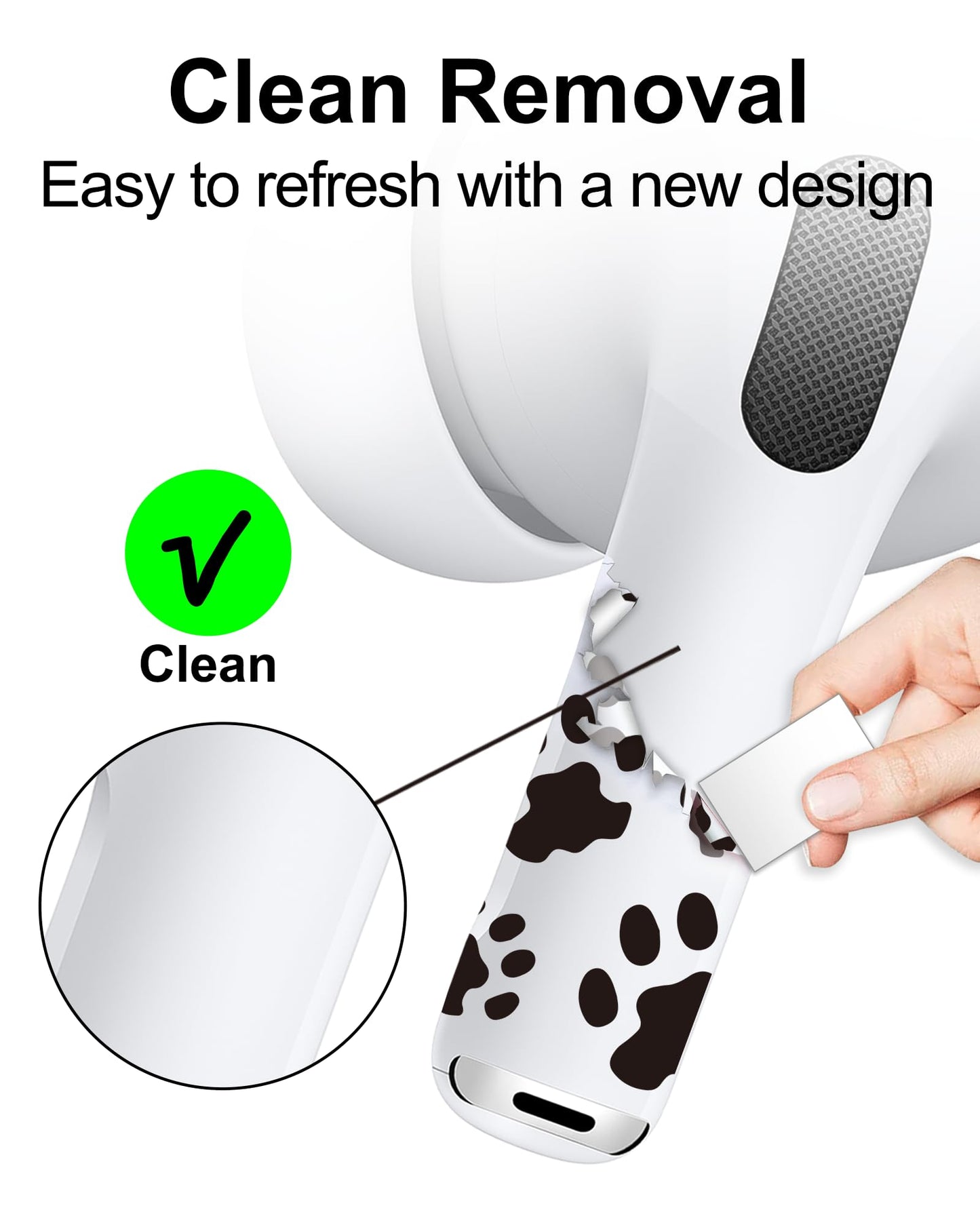 RockMax Universal Skin for AirPods Pro 3/Pro 2/Pro，Black Cat Paw Decal Sticker for Air Pods Gen 1/2/3/4,Compatible with AirPod Case, Durable Tattoo Wrap, Easy to Identify Your Earbuds