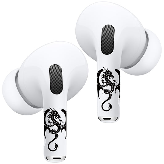 RockMax for AirPod Skin, Quickly Recognizable, Universal Fit for AirPods Pro 3/2/1 and Gen 1/2/3/4, Black Dragon Sticker Cover, for Women and Teens