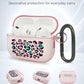 RockMax for AirPods Pro 3 Case Cover with Art Skin, Cute TPU AirPods Case with Keychain Hook, Semi-Transparent Decorative Case for Women, Leopard, Clear Pink