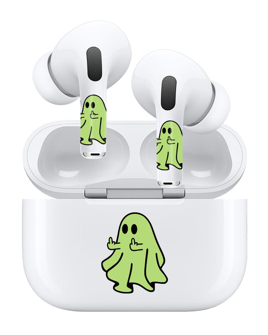 ROCKMAX for AirPods Glow in The Dark Skin Set, Spooky Ghost Earbud + Charging Case Stickers with Applicator & Spare, Universal Fit for AirPods 1/2/3/4 & Pro/Pro 2/Pro 3, Sweat-Resistant, Removable