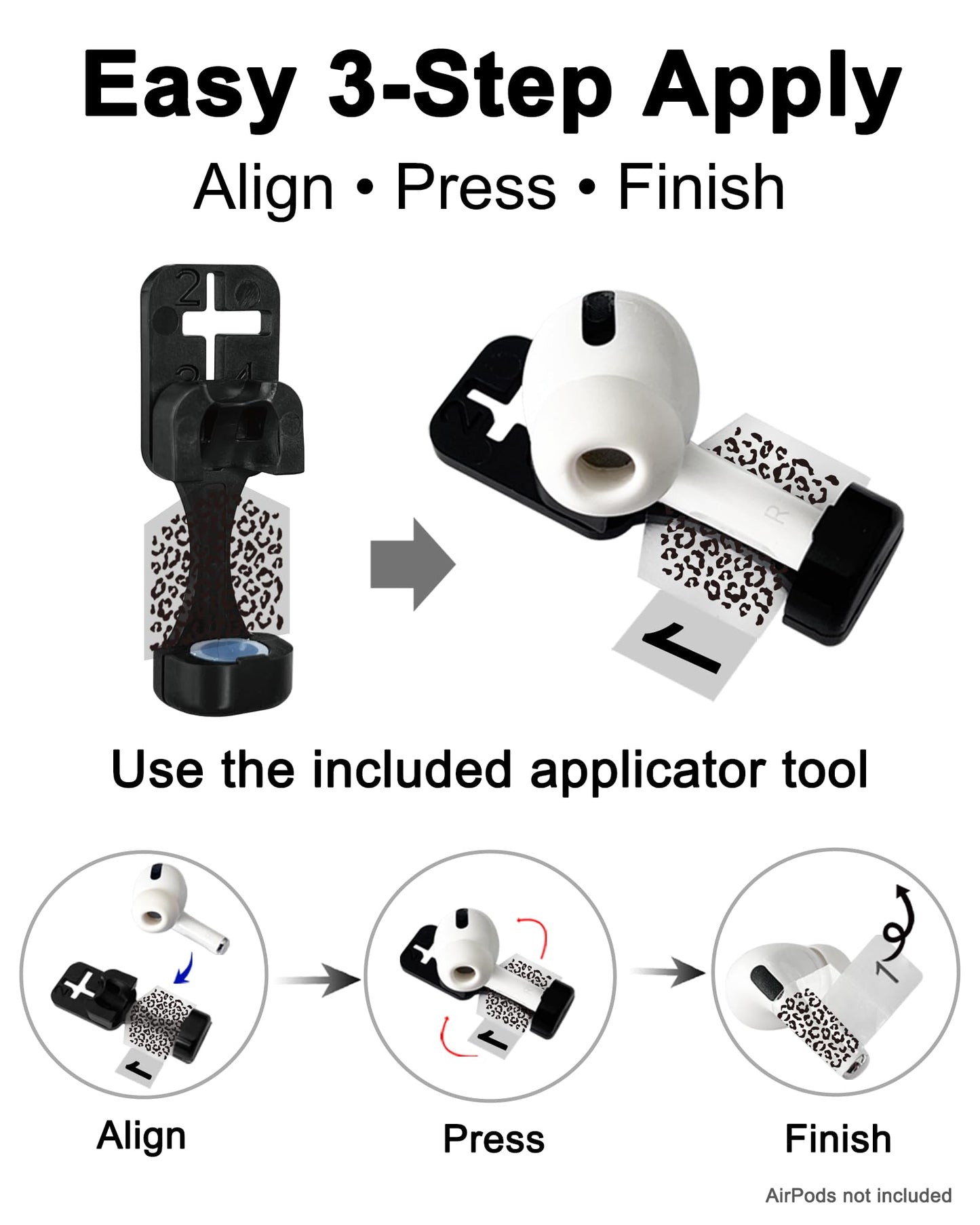 RockMax for AirPods 4 Skin，Universal Decal Sticker for AirPods Pro/Pro 2/Pro 3, Gen 1/2/3/4, Compatible with Clear AirPod Case, Durable Tattoo Wrap, Easy to Identify