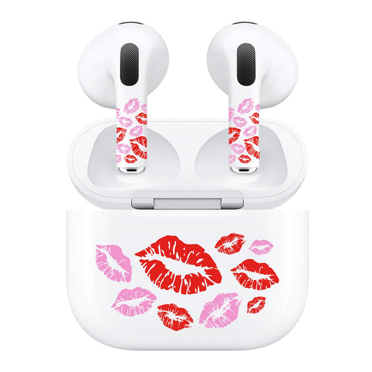 RockMax for AirPods 3rd Generation Decal Sticker, Neat Pink Lips AirPod Skins for Airbuds and Charging Case, Durable Wrap, Easy to Apply, for Teens and Adults