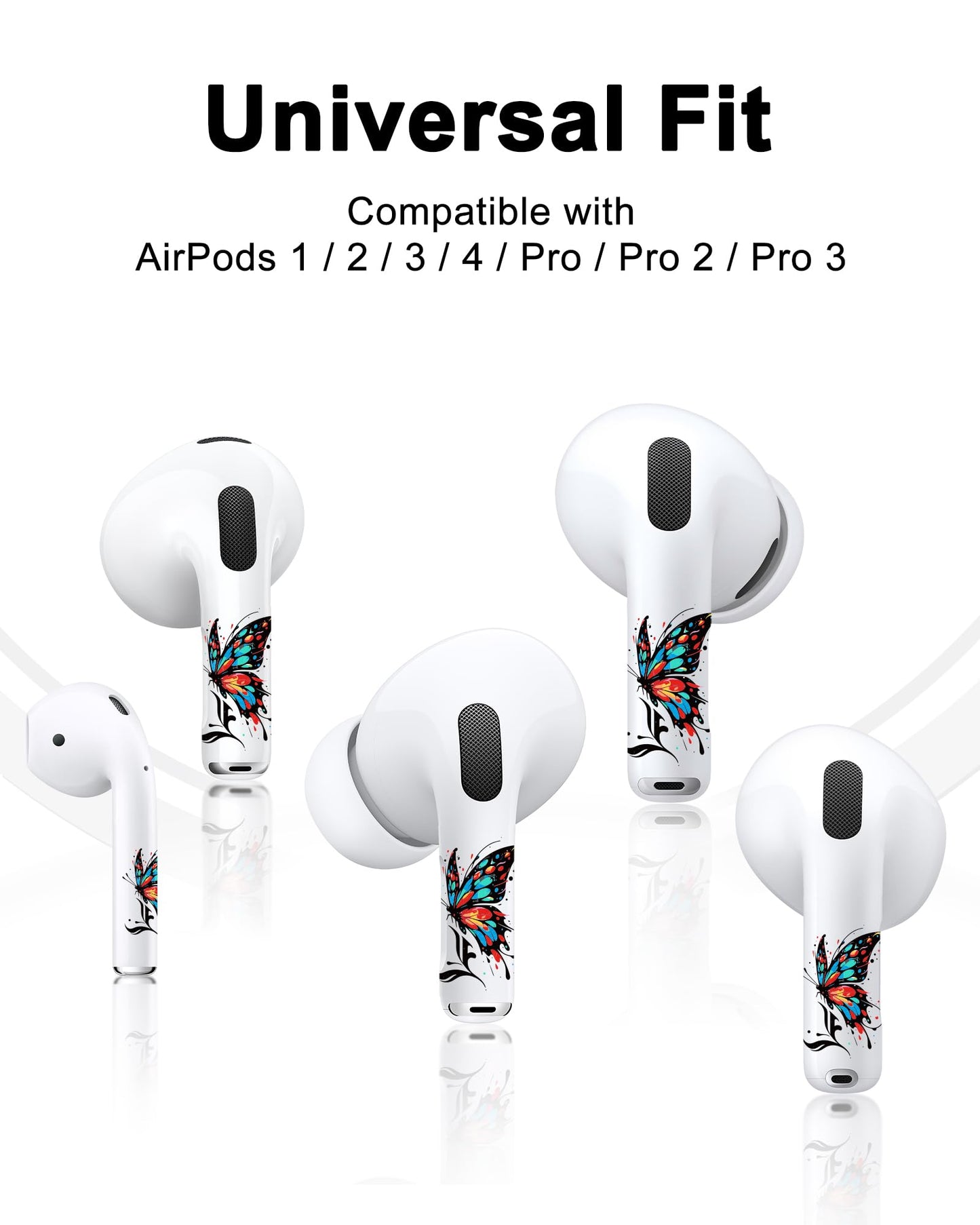 RockMax for AirPods 4 Skin Wraps, Helps Avoid Mix-Ups, Universal Fit for AirPods Pro 3/2/1 and Gen 1/2/3/4, Butterfly Sticker Cover, Gift for Women and Teens