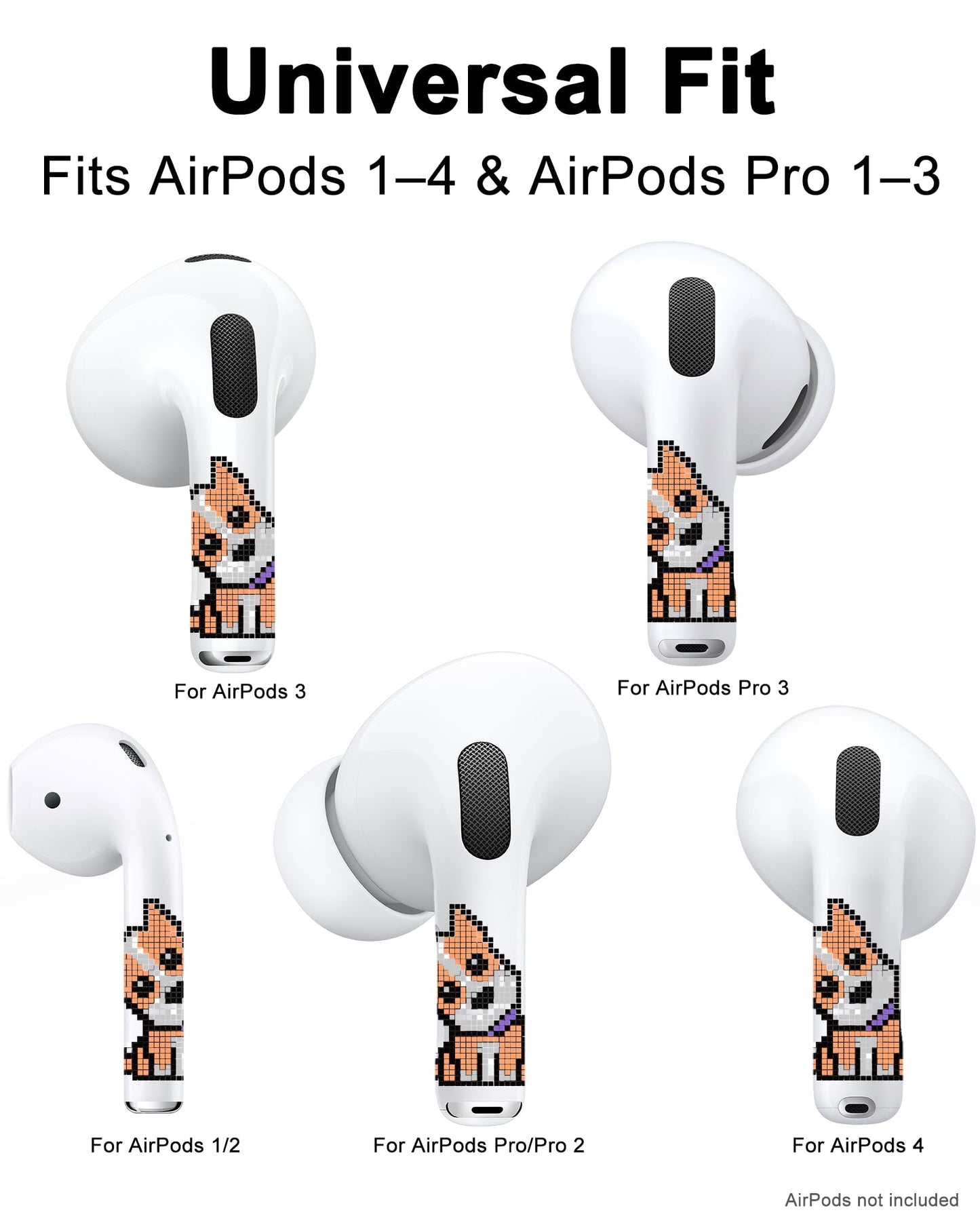 RockMax for AirPod Skin, Quickly Recognizable, Universal Fit for AirPods Pro 3/2/1 and Gen 1/2/3/4, Yellow Dog Sticker Cover, for Women and Teens