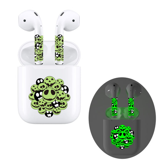 RockMax for AirPod 2nd Generation Skin, Glow in The Dark Halloween Stickers for AirPods 1 and Charging Case, Luminous Tattoo Wraps, Gift for Party