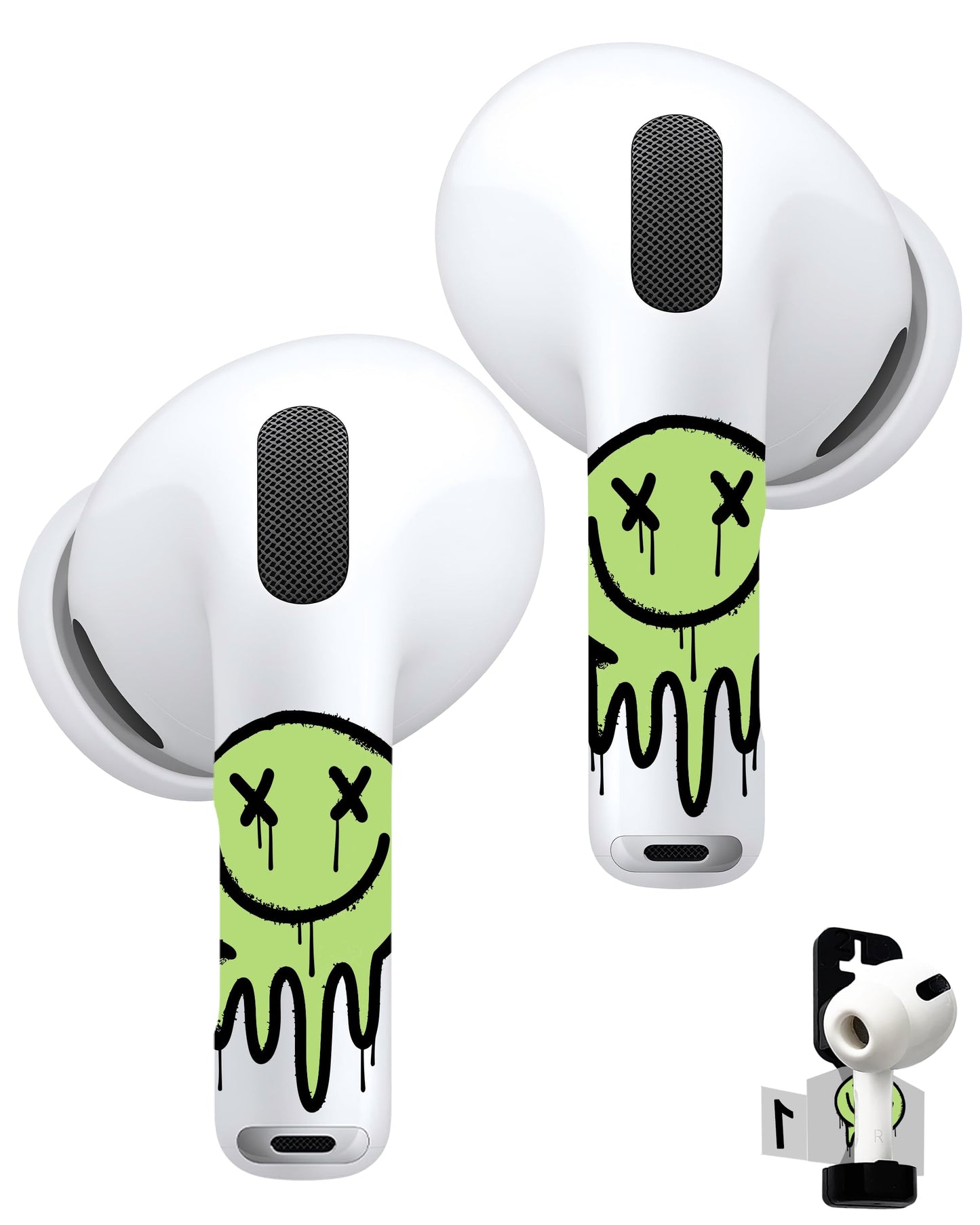 RockMax for AirPods Pro 3 Skin, Glow-in-The-Dark Death Smile Sticker for AirPods 4th Gen, Works with AirPod Case, Easy to Identify, Fits AirPods 1/2/3/4 and AirPods Pro 1/2/3(Universal Fit)