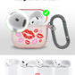 RockMax for AirPods 4 Case Cover with Art Skin, Cute TPU AirPods Case with Keychain Hook, Semi-Transparent Decorative Case for Women, Red Lips, Clear Pink