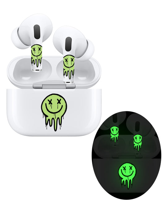ROCKMAX for Glow in The Dark AirPods Skin Set, Earbud + Charging Case Stickers with Applicator & Spare, Universal Fit for AirPods 1/2/3/4 & Pro/Pro 2/Pro 3, Sweat-Resistant, Removable