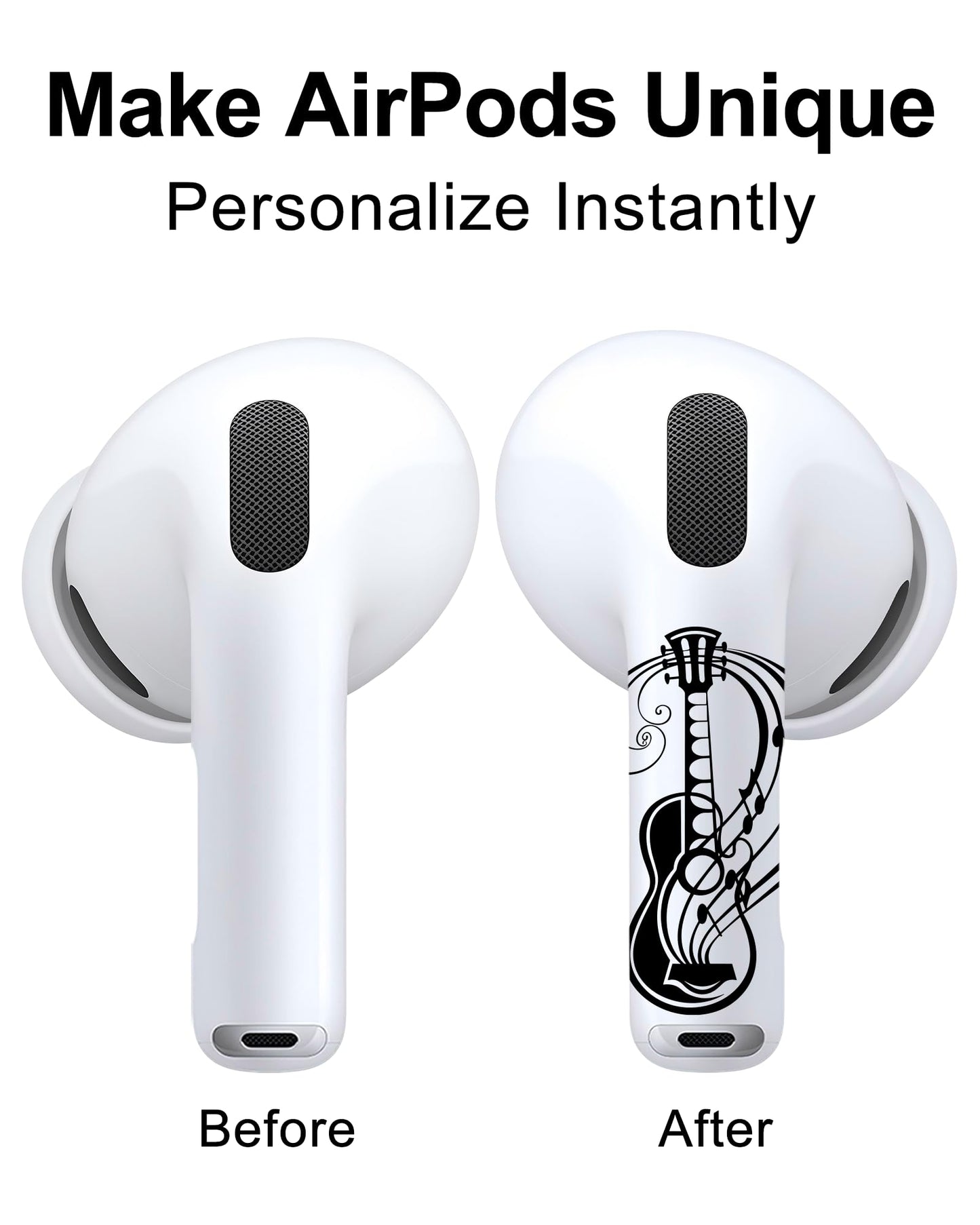 RockMax for AirPods Pro 2 Skin, Easy to Spot, Universal Fit for AirPods Pro 3/2/1 and Gen 1/2/3/4, Guitar Sticker Cover, Unique Gift for Women and Men