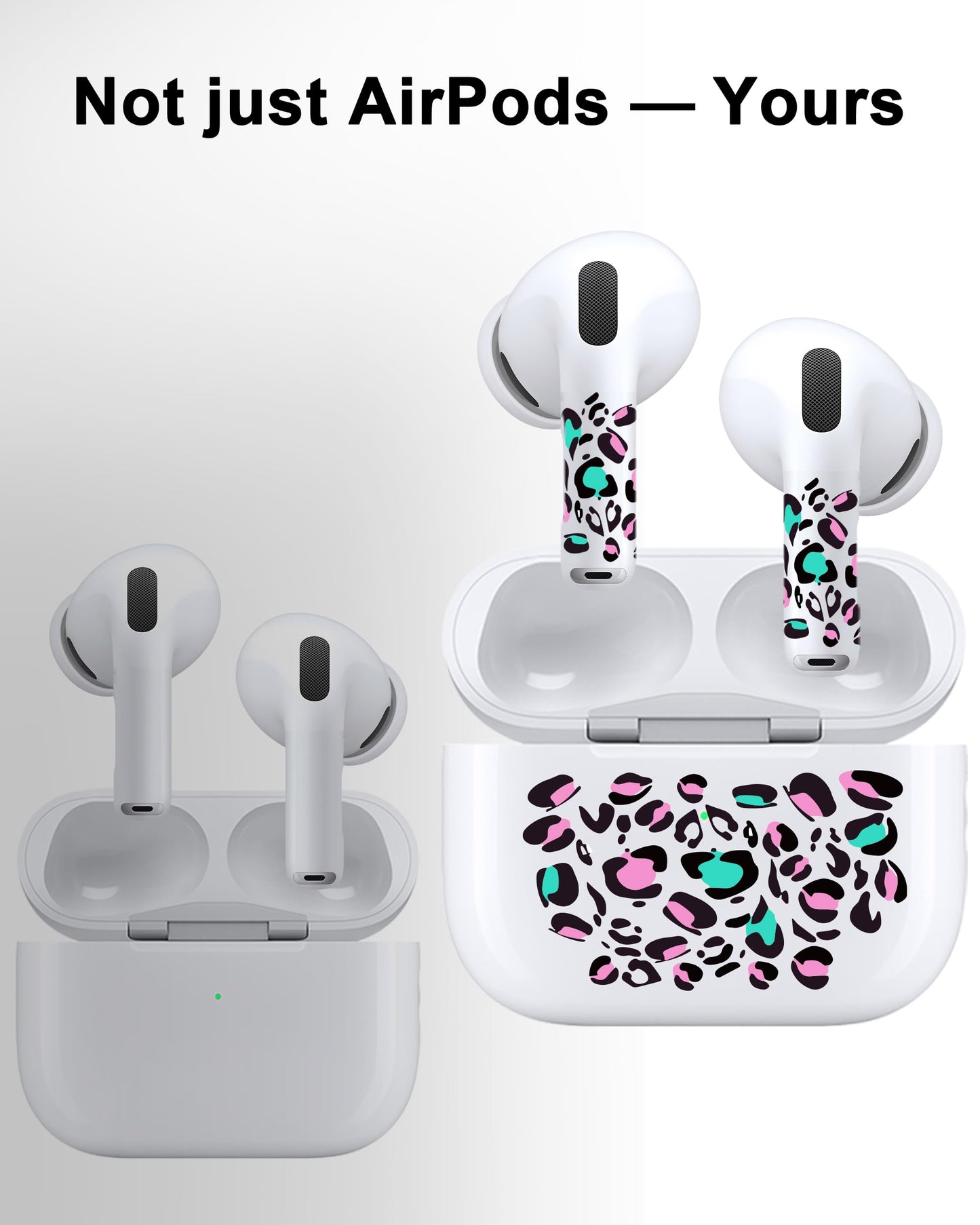 ROCKMAX Leopard Print Skin Set for AirPods, Earbud + Charging Case Stickers with Applicator & Spare, Universal Fit for AirPods 1/2/3/4 & Pro/Pro 2/Pro 3, Removable, Water-Resistant, No Interference