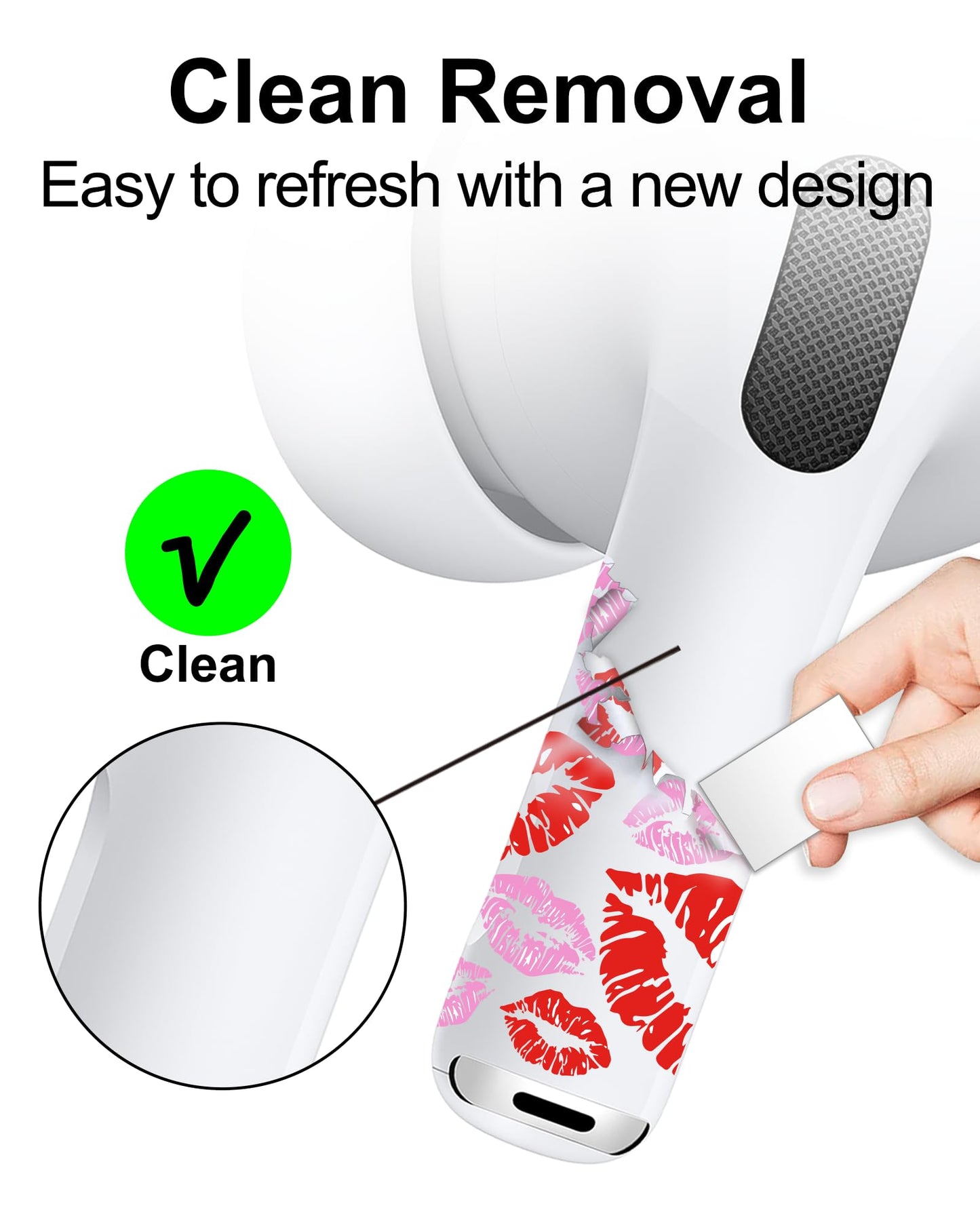 RockMax for AirPods 4/Pro/Pro 2/Pro 3 Skin, Universal Decal Sticker for Air Pods Custom, Compatible with AirPods Case Pink, Durable Tattoo Wrap, Easy to Identify