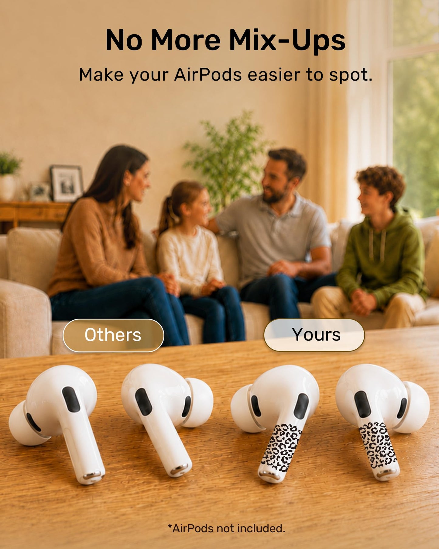 RockMax for AirPods 4 Skin，Universal Decal Sticker for AirPods Pro/Pro 2/Pro 3, Gen 1/2/3/4, Compatible with Clear AirPod Case, Durable Tattoo Wrap, Easy to Identify