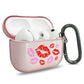 RockMax for AirPods Pro 3 Case Cover with Art Skin, Cute TPU AirPods Case with Keychain Hook, Semi-Transparent Decorative Case for Women, Red Lips, Clear Pink
