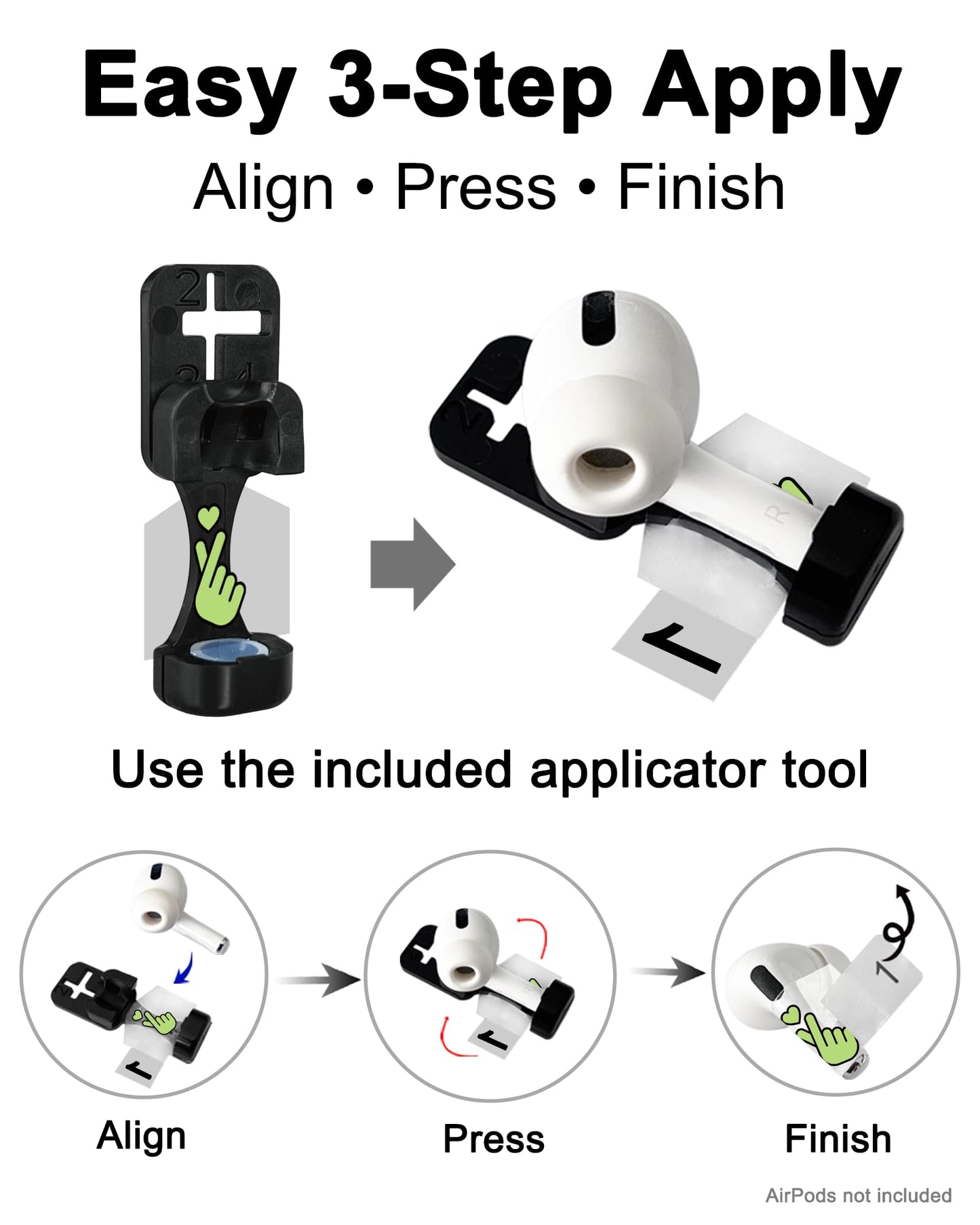 RockMax Glowing Heart Skin for AirPods, Easy to Identify, Universal Sticker Wraps for AirPods Pro 3/2/1 and Gen 1/2/3/4, Cute Earbud Accessories