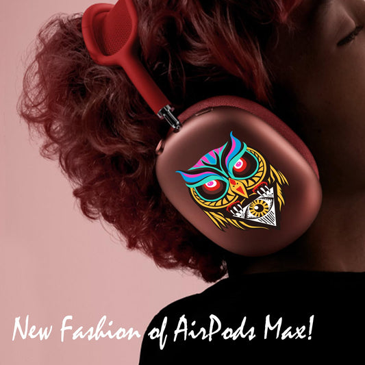 ROCKMAX Owl Distinction Skin Cover for AirPods Max, Cute Decal Sticker for Headphones, Earphones Accessories Compatible with Transparent AirPods Max Case Cover, Funny Gift with Cleaning Kit