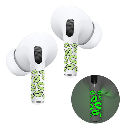 RockMax for AirPod Skins, Luminous Glow in The Dark Decal Stickers for Ear Buds, DIY Lips Tattoos for AirPods Pro 2nd Generation, Durable, Easy to Apply, Present for Boys and Girls