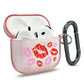 RockMax for AirPods 4 Case Cover with Art Skin, Cute TPU AirPods Case with Keychain Hook, Semi-Transparent Decorative Case for Women, Red Lips, Clear Pink