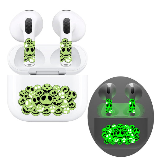 RockMax for AirPod Skins, Glow in The Dark Stickers for AirPods 3 and Charging Case, Luminous Halloween Vinyl Tattoo Wraps, Easy to Apply, Ideal Gift for Parties and Holidays