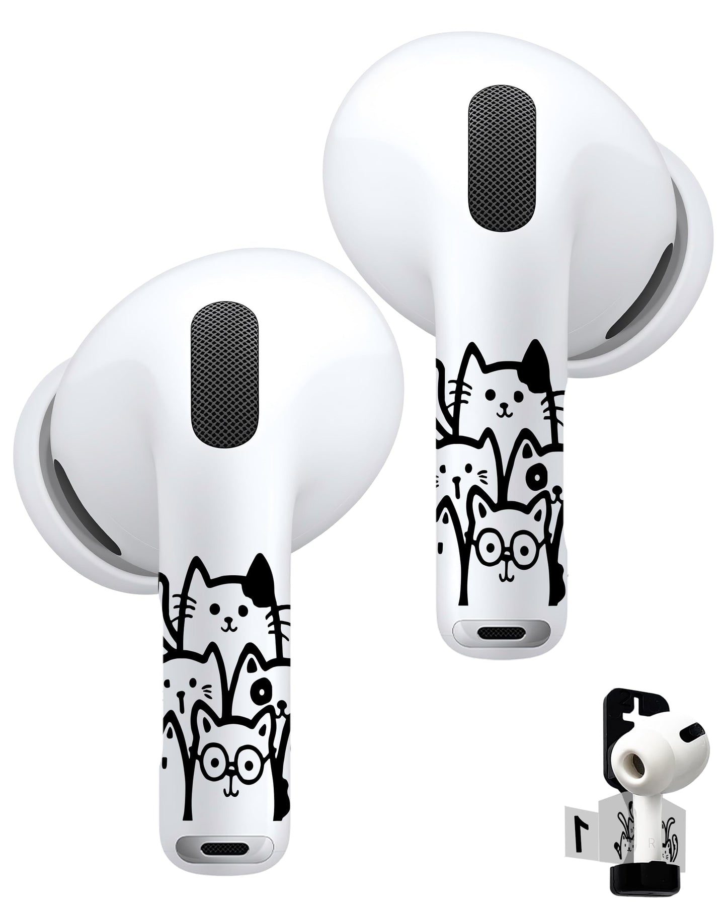 ROCKMAX for AirPods Pro 2 Skin Accessories, Black Cats Sticker Wrap, Easy to Identify Your Earbuds, for Boys and Girls, Compatible with AirPods 1/2/3/4 & Pro 1/2/3, Case-Friendly