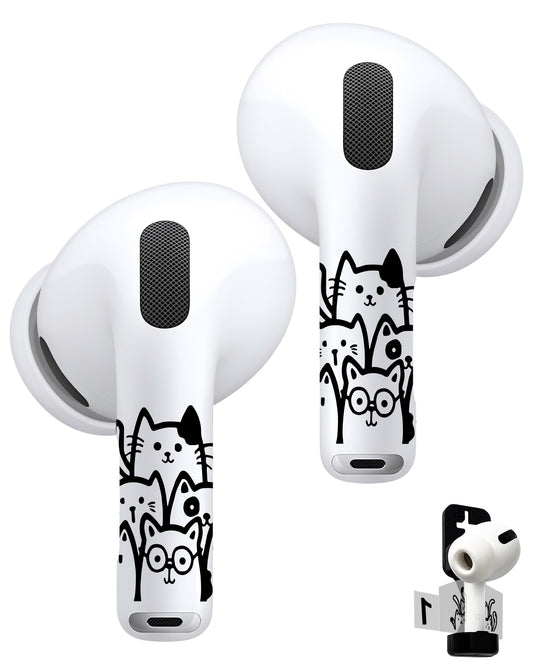 ROCKMAX for AirPods Pro 2 Skin Accessories, Black Cats Sticker Wrap, Easy to Identify Your Earbuds, for Boys and Girls, Compatible with AirPods 1/2/3/4 & Pro 1/2/3, Case-Friendly