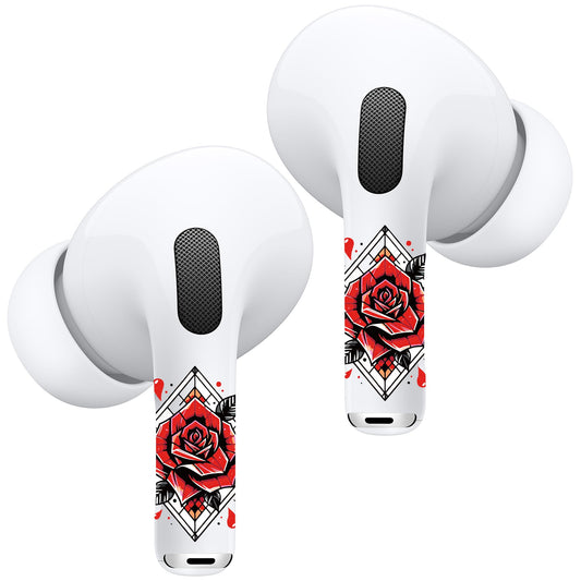 RockMax for AirPods 4 Skin, Easy to Identify, Universal Fit for AirPods Pro 3/2/1 and Gen 1/2/3/4, Bold Rose Sticker Cover, Girly Gifts for Birthday and Party