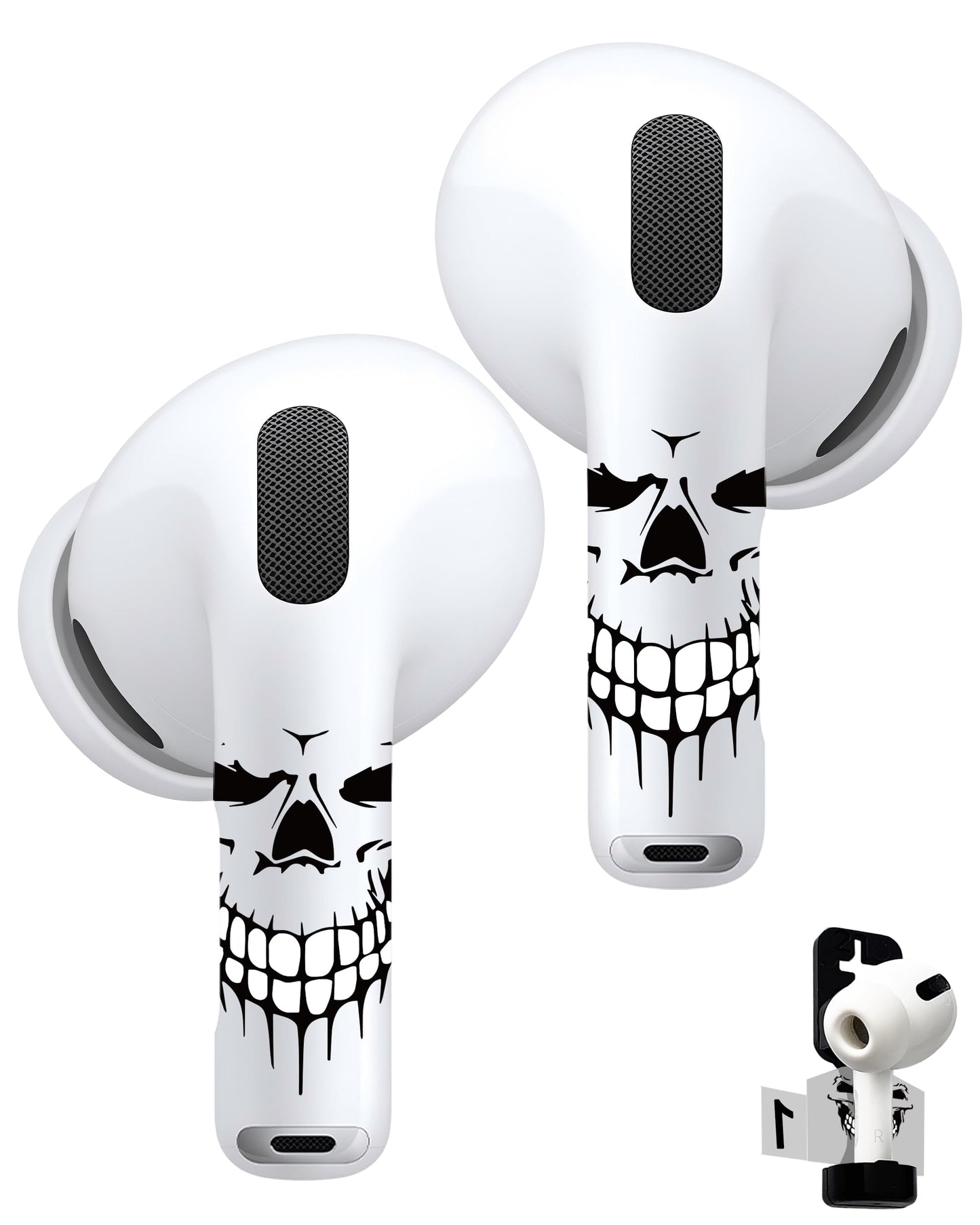 RockMax for AirPods 4 Skin, Black Skull Decal Sticker for Air Pods 4th Gen, Durable Tattoo Wrap, Case Friendly, Easy to Identify, Compatible with AirPods 1/2/3/4 and AirPods Pro 1/2/3(Universal Fit)
