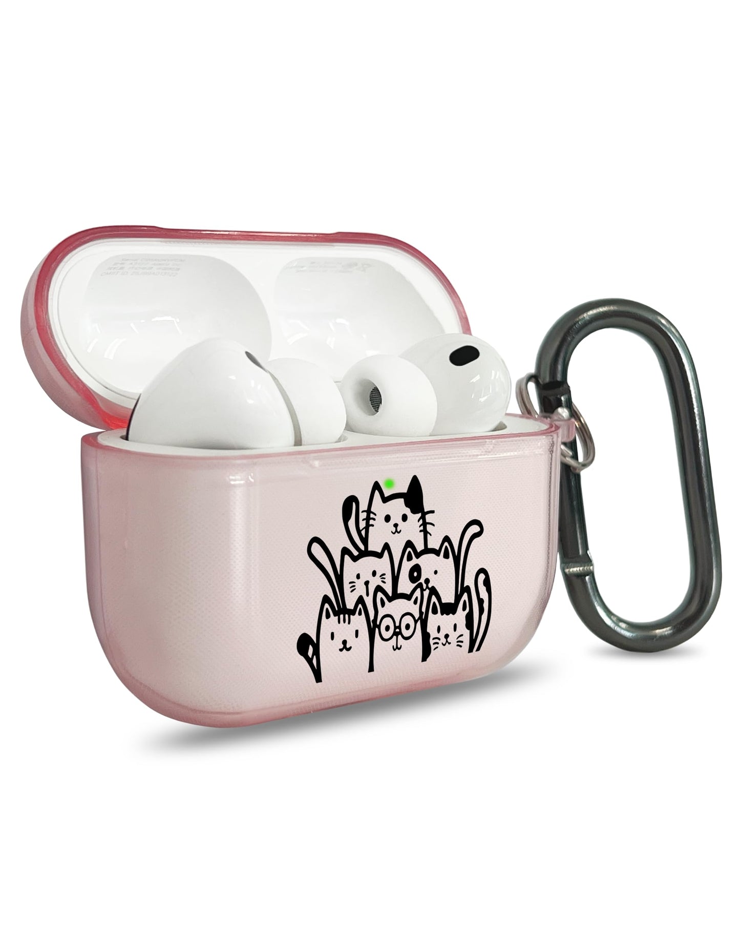 RockMax for AirPods Pro 3 Case Cover with Art Skin, Cute TPU AirPods Case with Keychain Hook, Semi-Transparent Decorative Case for Women, Cute Cat, Clear Pink