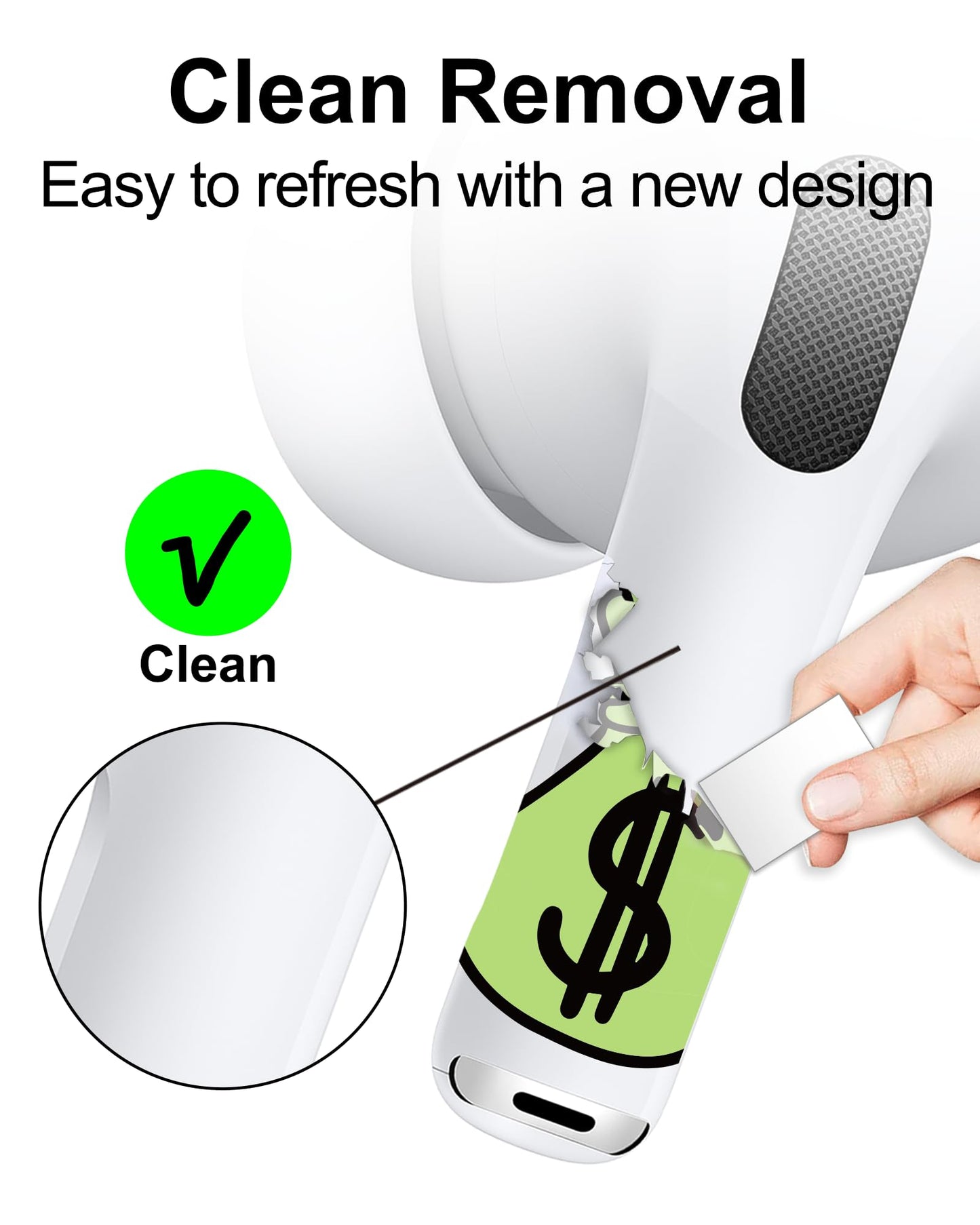 RockMax for AirPod Pro 3 Skins, Glow in The Dark Decal Stickers, DIY Dollar Tattoos for AirPods Pro 2nd Generation, Easy to Identify, Compatible with AirPods Pro 1/2/3 & AirPod 1/2/3/4(Universal Fit)