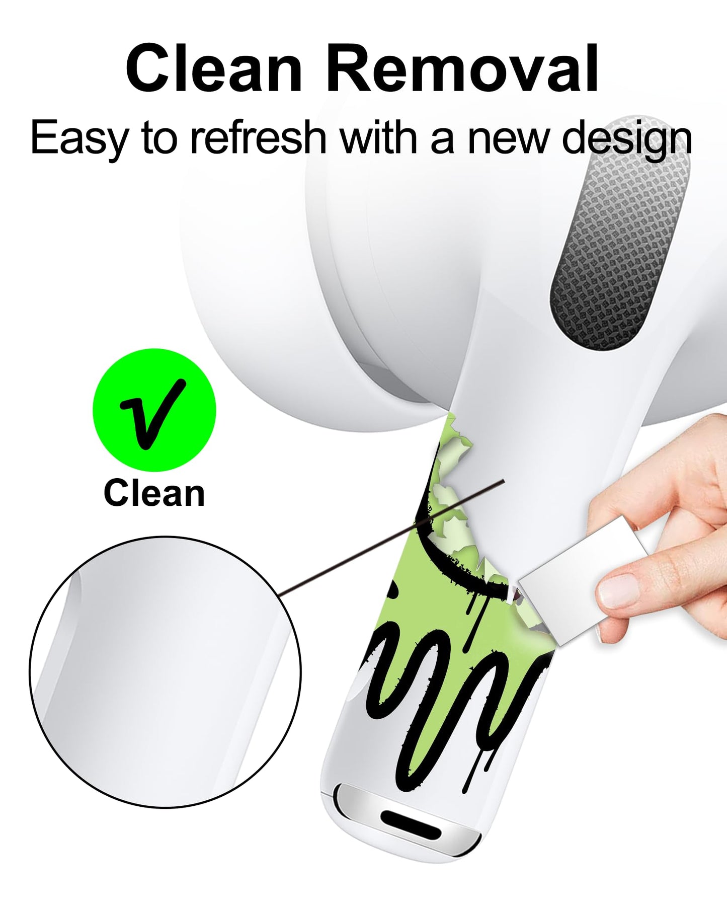 RockMax for AirPods Pro 3 Skin, Glow-in-The-Dark Death Smile Sticker for AirPods 4th Gen, Works with AirPod Case, Easy to Identify, Fits AirPods 1/2/3/4 and AirPods Pro 1/2/3(Universal Fit)