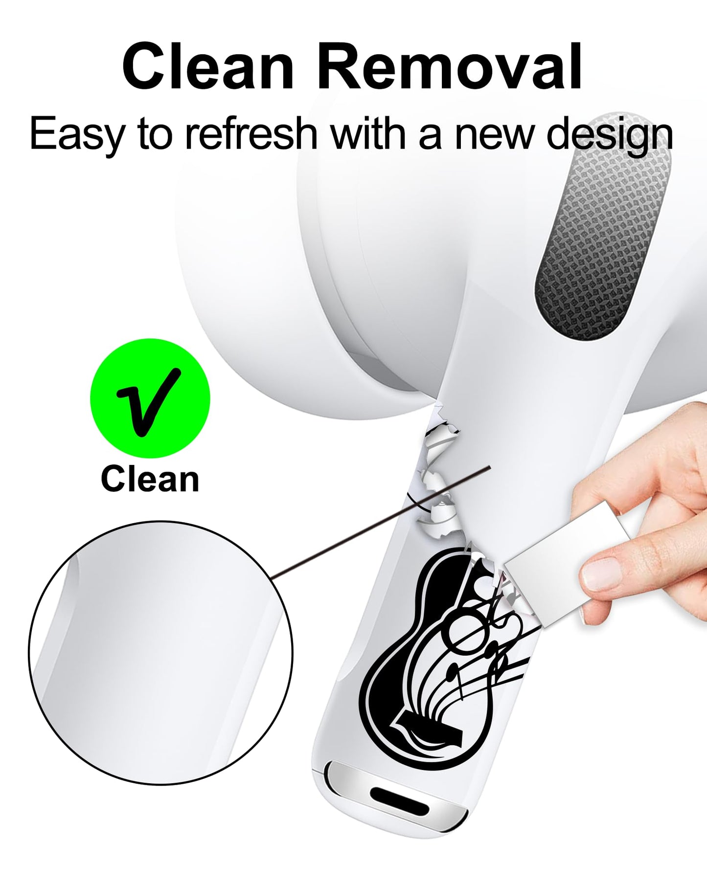 RockMax for AirPods Pro 2 Skin, Easy to Spot, Universal Fit for AirPods Pro 3/2/1 and Gen 1/2/3/4, Guitar Sticker Cover, Unique Gift for Women and Men