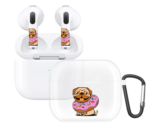 RockMax for AirPod 3rd Generation Case Cute, Clear Case with Black Keychain and Stylish Decal Stickers, Dog Skin Wrap, Easy to Apply, for Teens and Women