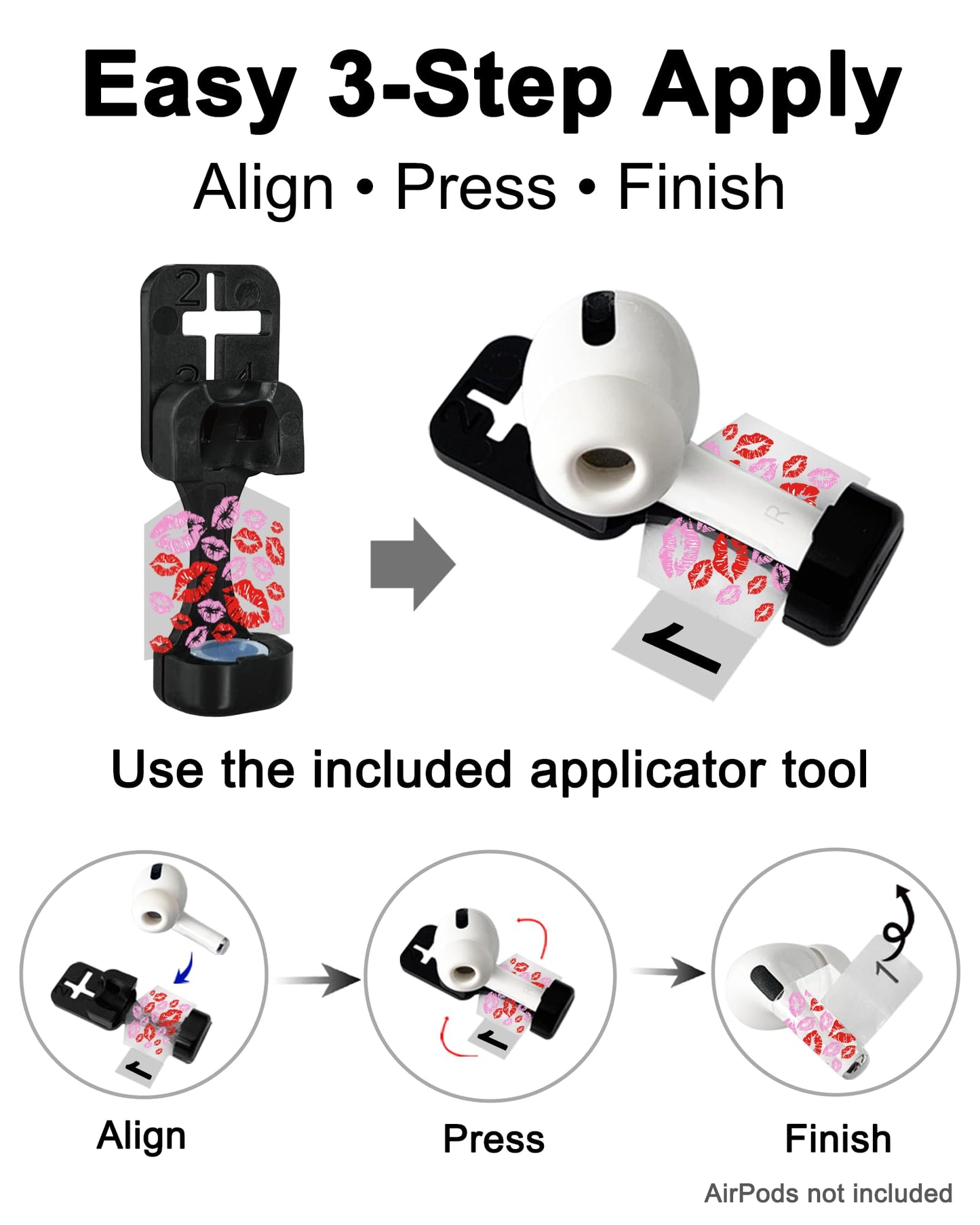 RockMax Ghost Sticker for AirPods, Easy to Identify, Universal Skin for AirPods Pro 3/2/1 and Gen 1/2/3/4, Black Wrap Cover, for Family