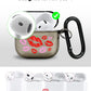RockMax for AirPods 4 Case Cover with Art Skin, Cute TPU AirPods Case with Keychain Hook, Semi-Transparent Decorative Case for Women, Red Lips, Clear Black