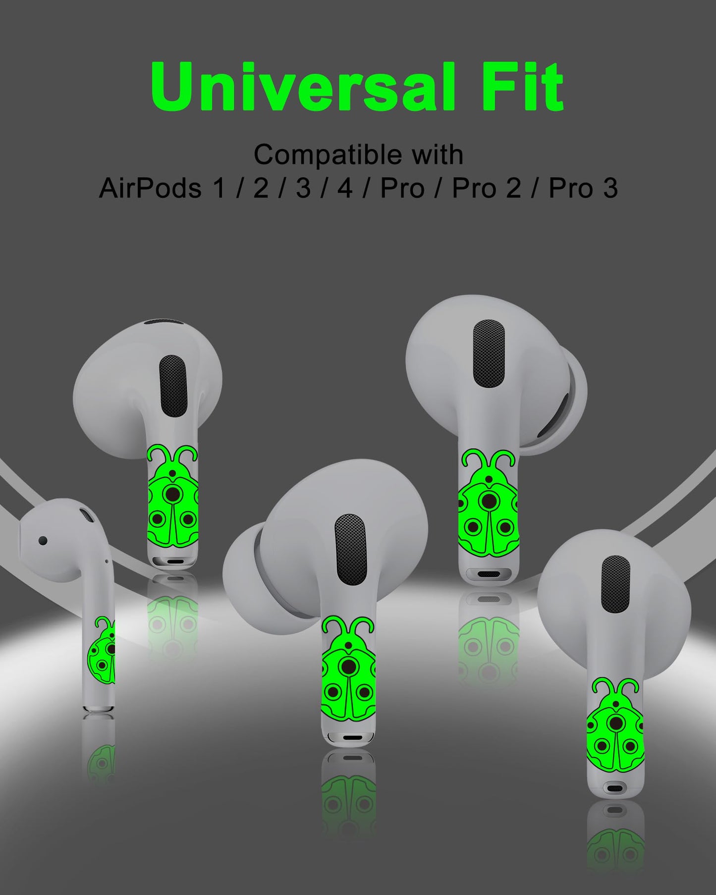 RockMax Glowing Ladybug Skin for AirPods, Easy to Identify, Universal Sticker Wraps for AirPods Pro 3/2/1 and Gen 1/2/3/4, Cute Earbud Accessories